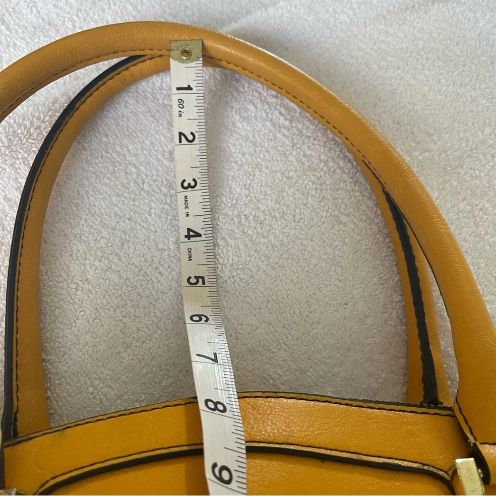 LONDON FOG Golden Yellow Faux Leather Satchel Bag Purse. Nice